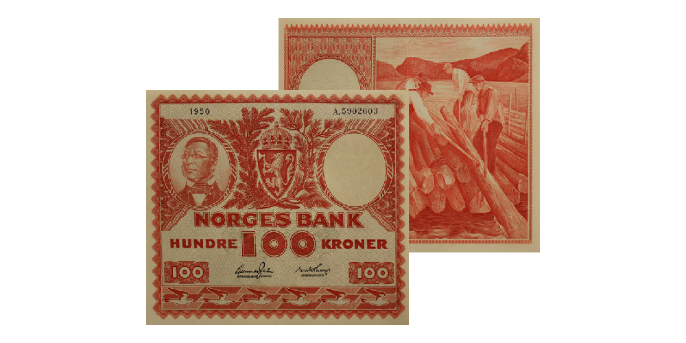 "Tømmerfløteren" 100 kroner 1949-1962